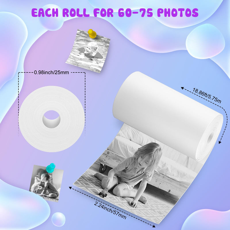 Printer Paper for Kids Instant Print Camera - Thermal Printing Paper Set Refill Replace Printer Paper - Printing Paper Replacement 6 Rolls for TOZDTO Toddler Printing Camera Printing Ppaer, 6 rolls