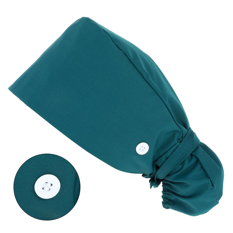 Surgical Cap Fabric Green Cotton Scrub Hat Surgical Hat Nurse Hat Surgical Caps Adjustable Work Hat with Button Sweatband Ponytail Pocket Hat Lace-up Hat for Women