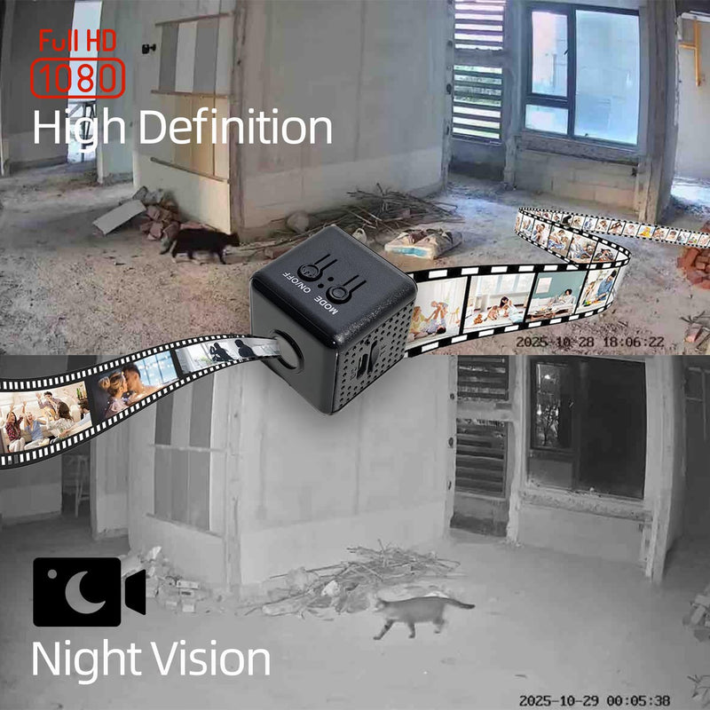 Mini Spy Camera Hidden HD 1080P - Wireless WiFi/No WiFi Tiny Cam, Micro Secret Discreet Camera with APP Remote View & Video Recording, Camara Espias Ocultas for Indoor Outdoor Monitoring