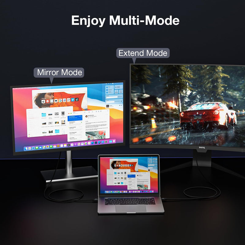 [AUSTRALIA] - 8K@60Hz USB C to DisplayPort 1.4 Adapter and USB C 3.2 Gen2x2 Cable 5FT Suit, Thunderbolt 4 and 5 to DP 1.4 Converter, Compatible with MacBook, iPhone 17/16/15, iPad Pro, S25/S24, Lenovo/HP/Dell/ASUS Adapter + USB C Cable (1.5m) 