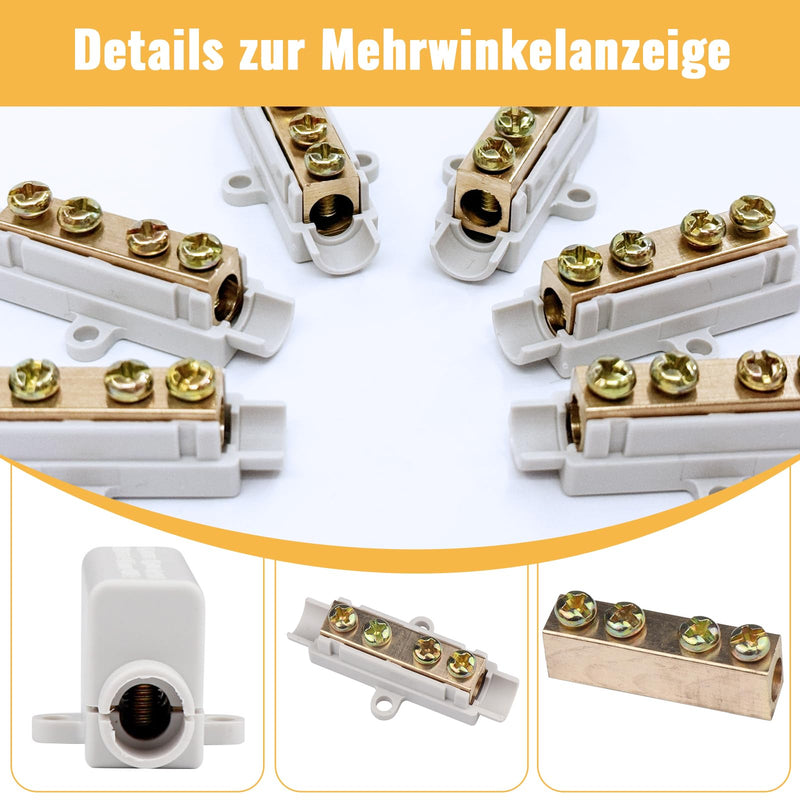 Xerteam 12 Pairs of Wire Connectors, Butt Connectors Made of Brass Double Screws Suitable for 2.5 to 16 mm² Wire, ABS Housing High Performance Connection Clamp (1000 V 100 A)
