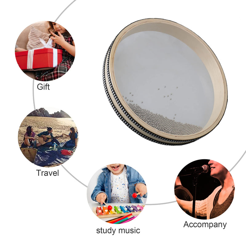 Bstinay 2pcs 10Inch Wooden Ocean Drum Hand Percussion Wave Bead Sea Sound Drum with Fish Pattern