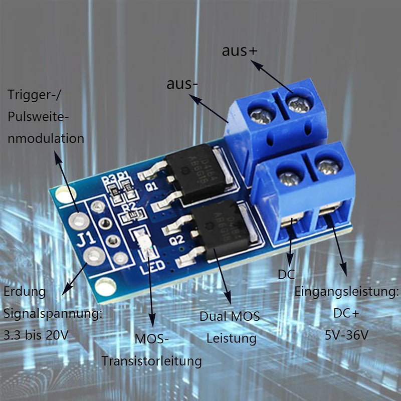 8 Pcs DC 5V-36V 400W FET Trigger Switch Drive Module Board Dual Mosfet Driver Module Dual High Performance Switching Driver Module PWM Controller Switch Panel Driver Module for Ar-duino