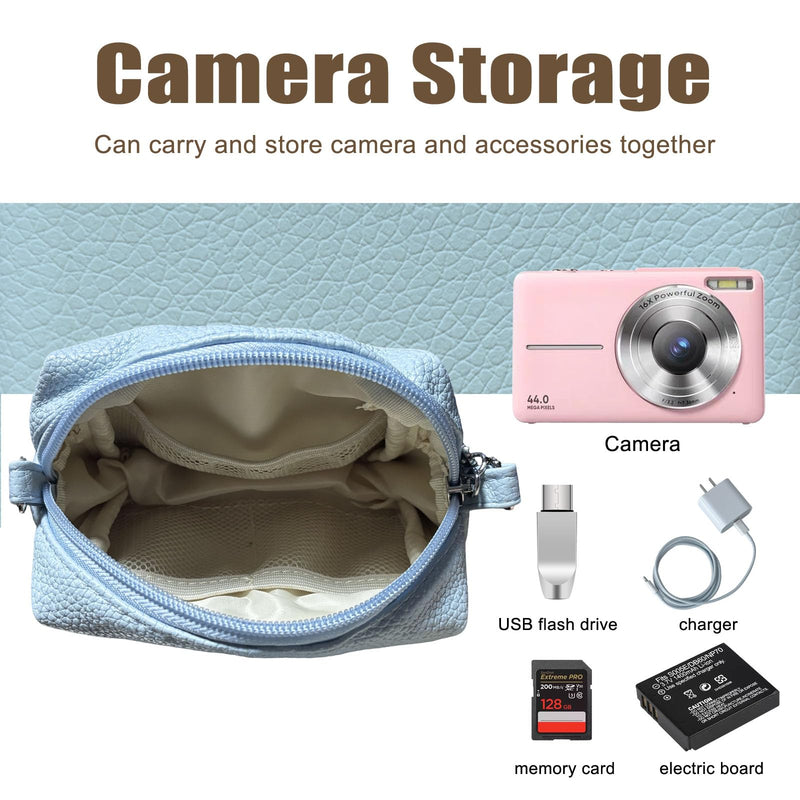 STARGAZ Digital Camera Pouch, Digital Camera Case For Kodak Pixpro Fz55 Fz45/ CAMKORY/Canon PowerShot ELPH/Lecran FHD, Travel, PU Small and Portable Camera Bag for SD Cards and Accessories (Blue) Blue
