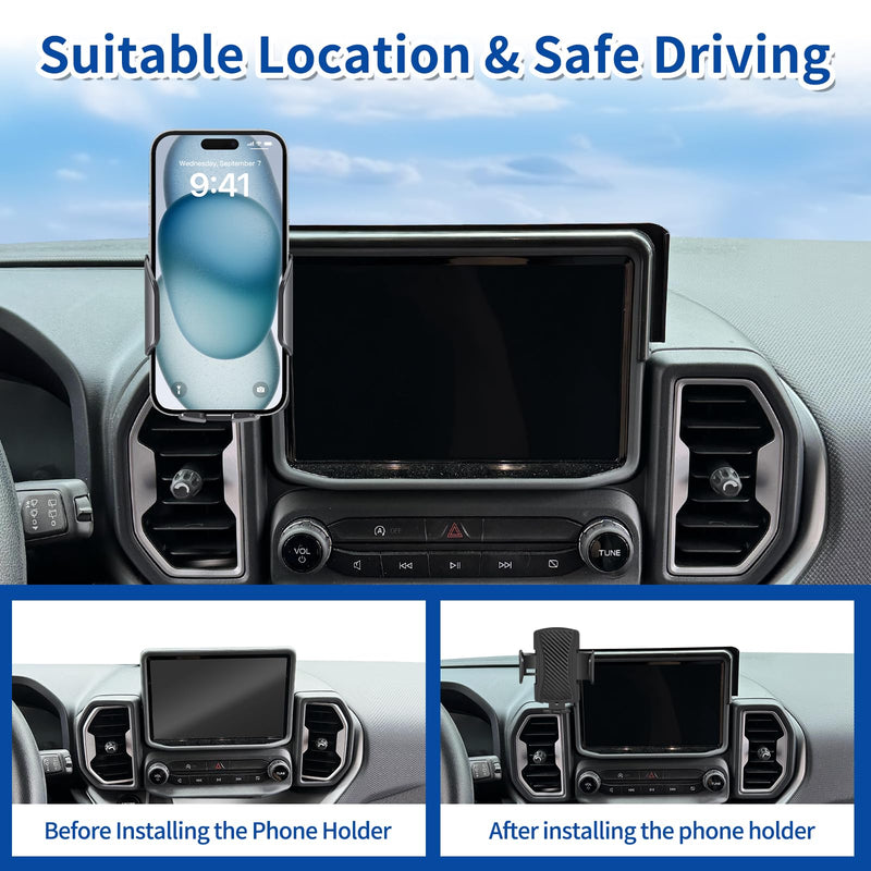 Car Phone Holder for Ford Bronco Sport 2021 2022 2023 2024（8 inch Screen），for Smartphone Cradle Auto Accessories Bracket Anti-Shake，360 Degree Rotation，for All Cell Phones