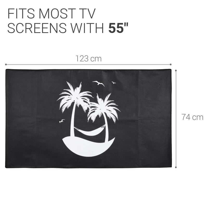 kwmobile Dust Cover for 55" TV - Flat Screen TV Protector - Tropical Island White/Black Tropical Island 02-01