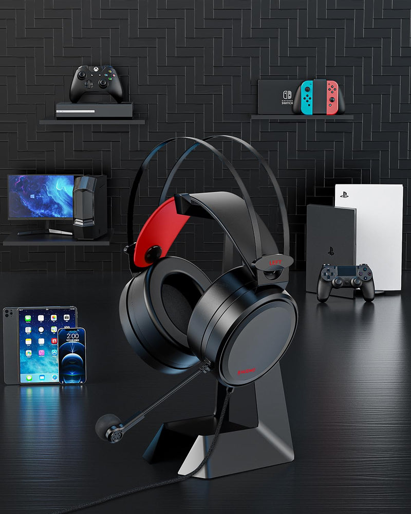 [AUSTRALIA] - NUBWO Gaming headsets PS4 N7 Stereo Xbox Headset Wired PC Gaming Headphones with Noise Canceling Mic, Over Ear Gaming Headphones for PC/MAC/PS4/PS5/NS/Xbox 1 (Adapter Not Included) -Red Red 