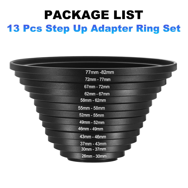 [AUSTRALIA] - PATIKIL 13pcs Step Up Ring, Camera Lens Filter Adapter Ring Aluminum Filter Ring Adapter Set for Camera Lens Hood, 72-77MM, 77-82MM 