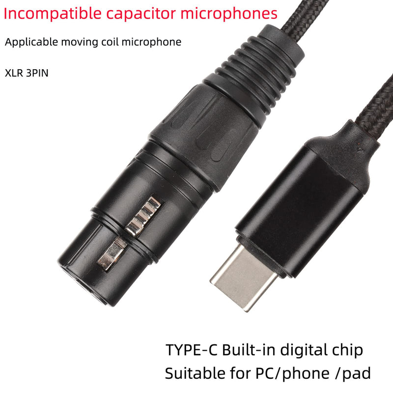 PUSOKEI USB C to XLR Female Cable, HiFi USB C Microphone Cable, Microphone Recording Line Built in D/A Conversion Chip for OS X, Plug and Play()