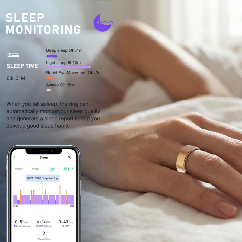 Smart Ring for Women & Men,Fitness Tracker with Heart Rate,Blood Oxygen,Blood Pressure,Sleep Monitoring, Step Counting,IP68 Waterproof,Rose Gold 10# for iPhone and Android,No Subscription Rose Gold 10#
