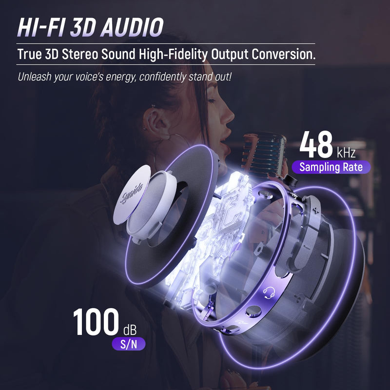 [AUSTRALIA] - Synido Portable Guitar Audio Interface with USB-C 24bit, 48kHz Mini Interface for Recording Music and Live Streaming with Instrument Input and Headphone Monitoring 