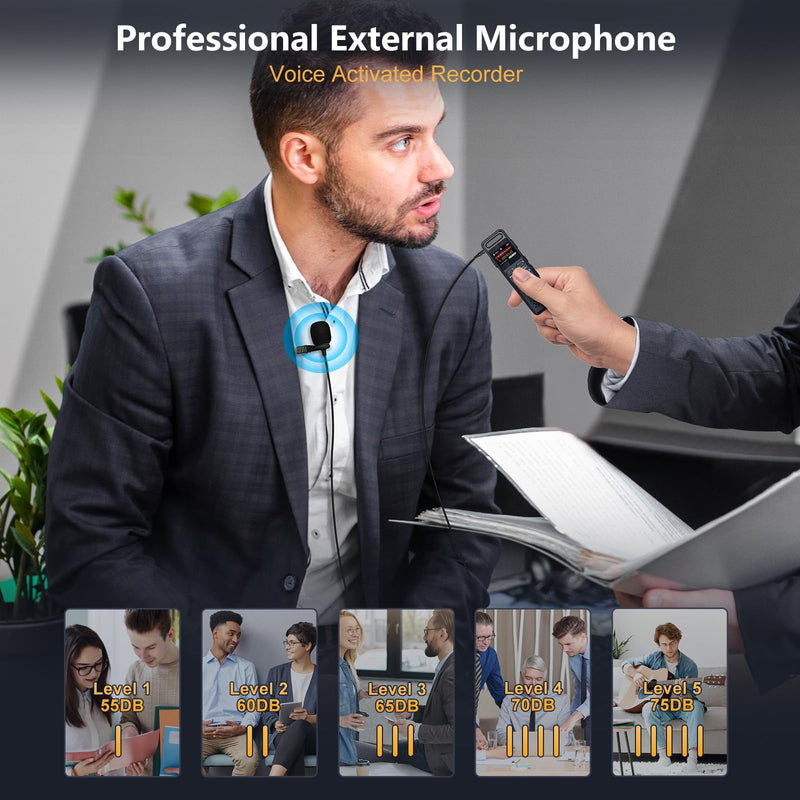 [AUSTRALIA] - 160GB Digital Voice Recorder with Playback, 1100mAh Audio Recording Device for Lecture Interviews, 1536Kbps Voice Activated Recorder with Noise Reduction, Password, External Microphone 160GB 