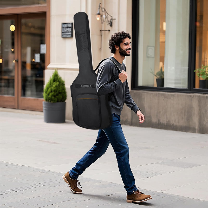 MUZNOTE Bass Guitar Case, Bass Guitar Gig Bag Backpack Padded Bass Guitar Bag Soft 0.35 inch Padding Lightweight Waterproof (Black)