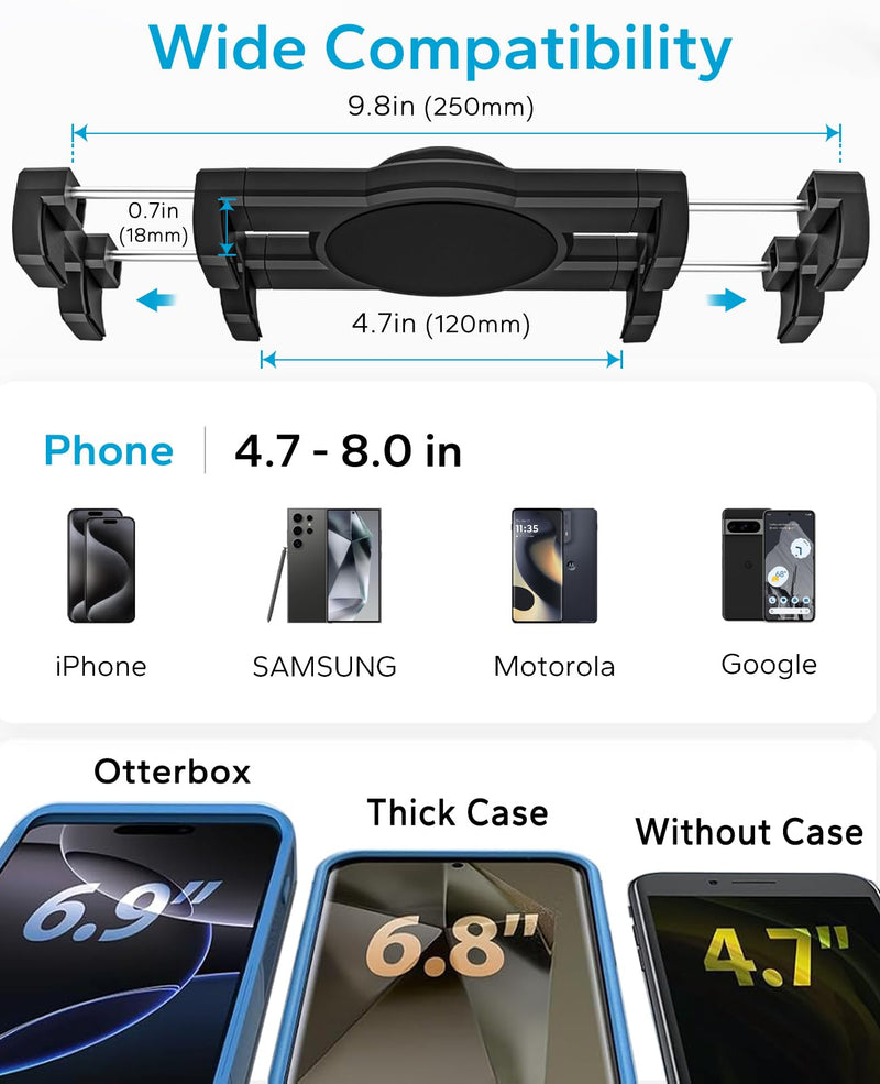 Car & Truck A-Pillar Grab Handle Phone Mount, Anti-Vibration Aluminum Arm | Secure Off-Road Vise Grip for Pickup SUV, for 4.7-8" Large Phones, Galaxy Z Fold, iPhone 17/16/15 Pro Max & Android