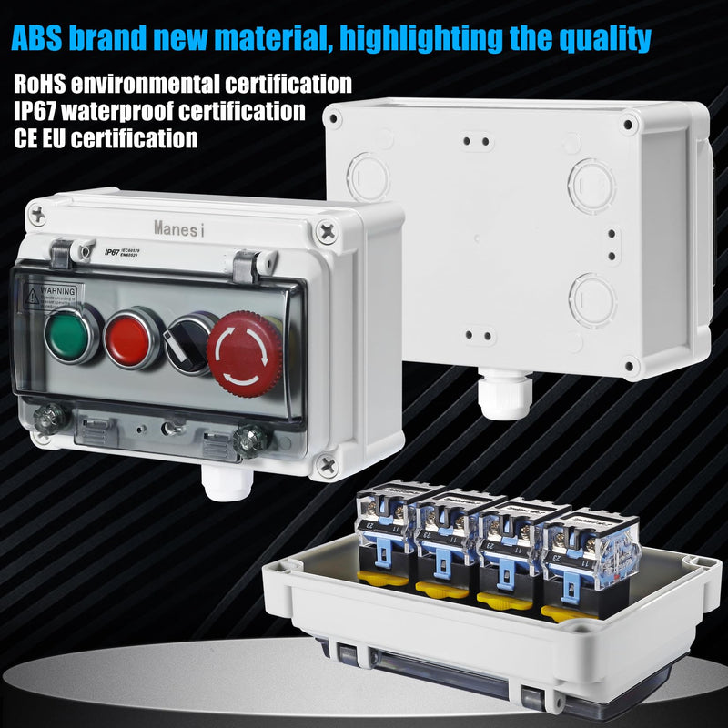 [AUSTRALIA] - Push Button Switch IP67 Outdoor Waterproof Button Switch Box Emergency Stop Button Switch,Red/Green Instantaneous Button Switch and Selection Switch with Protective Cover Anti-Misoperation Switch 