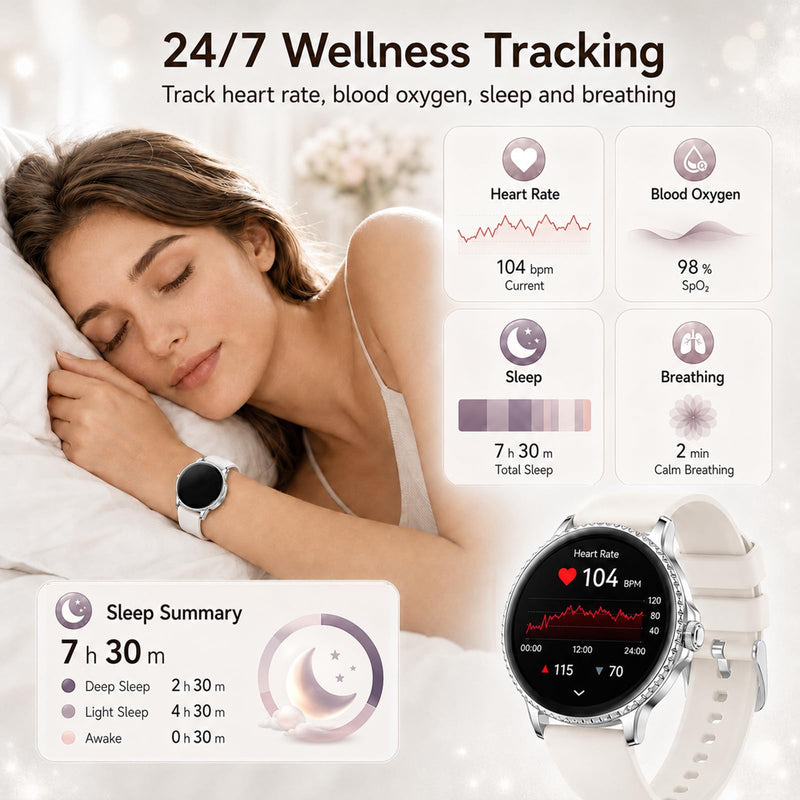 Efolen Smart Watch for Women,(Answer/Make Calls),1.27" Smartwatch Fitness Tracker, Heart Rate,Sleep & Blood Oxygen Monitor, 120+ Sports Modes,IP68 Waterproof, Android & iPhone,2 Bands,Silver Silver