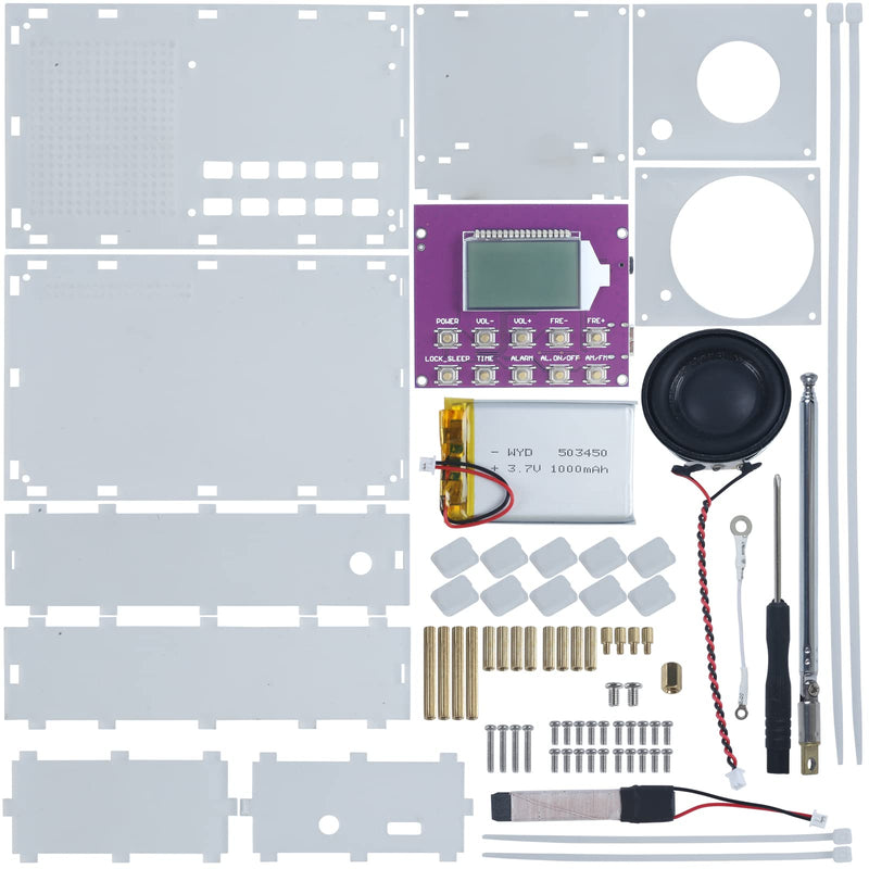 ICSTATION DIY Radio Kit, FM Radio Assemble Kit with Time Display Rechargeable FM Radio Kit FM 87-108MHZ No Soldering Required Assembly Projects for Adults School Student STEM Learning Teaching