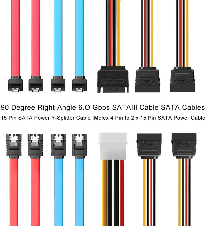 SSD Metal Mounting Bracket Kit, 2.5 to 3.5 Hard Drive Adapter, Compatible with Any 2.5 to 3.5 Drive Bay, with SATA Data Transfer Cable and SATA Power Cable