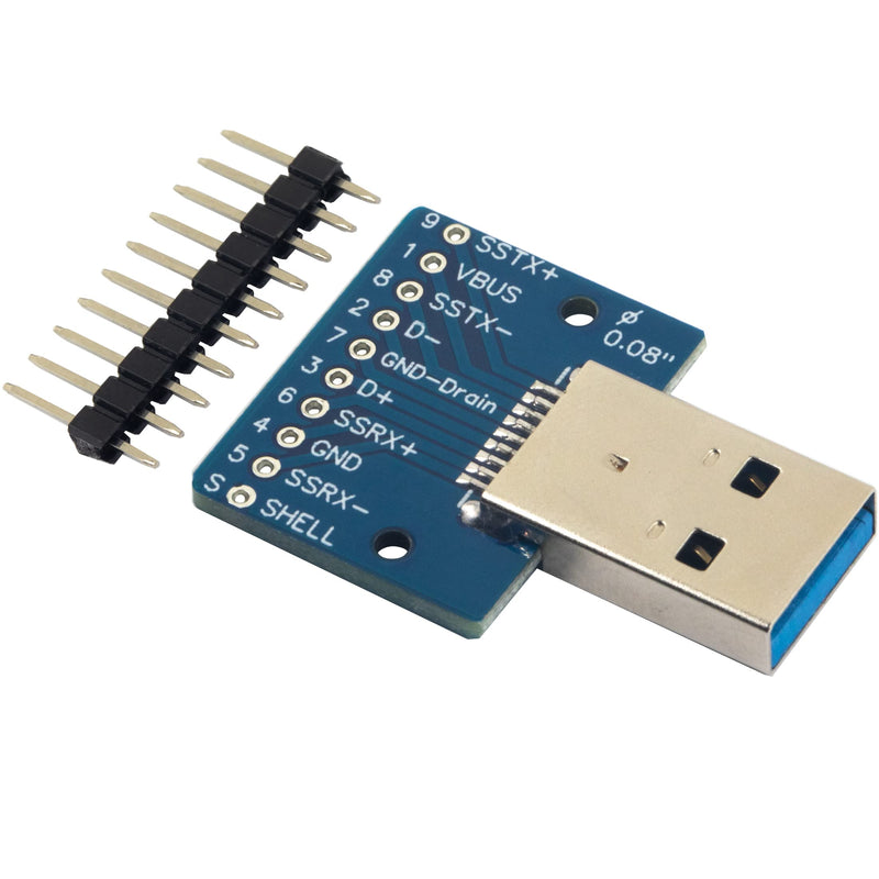 [AUSTRALIA] - 4pcs USB 3.0 Type A Male and Female Breakout Board, 10Pin, 2.54mm / 0.1" Pitch, Quickly and Easily Install 
