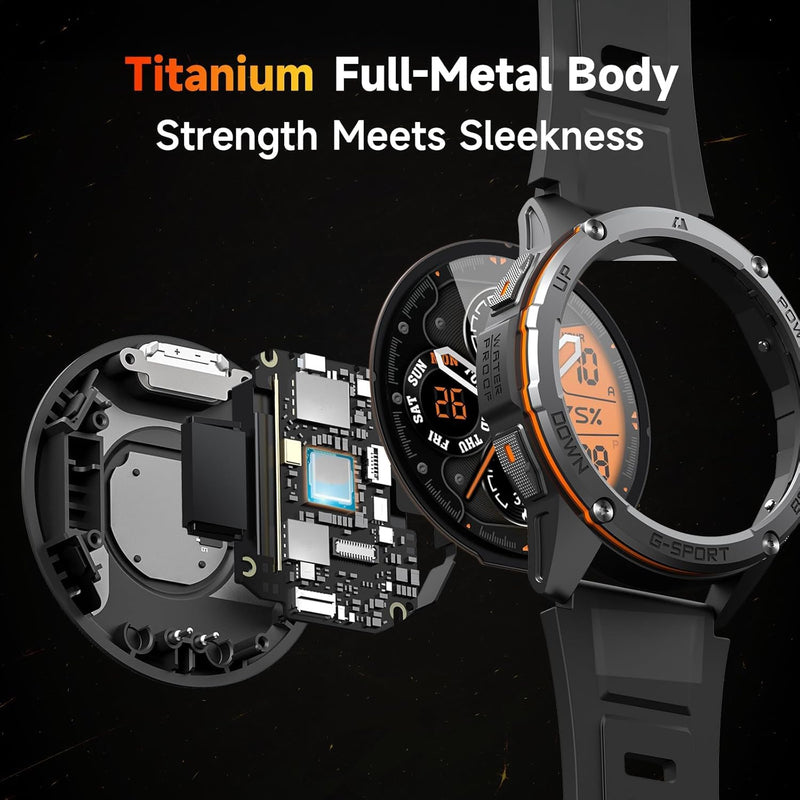 GPS Military Smart Watches for Men - Military Grade, 6-Satellite Positioning, 800mAh 30-Day Battery, 5ATM Waterproof Rugged Fitness Watch for Outdoor Tactical Use 1.43" AMOLED Rugged Fitness Watch