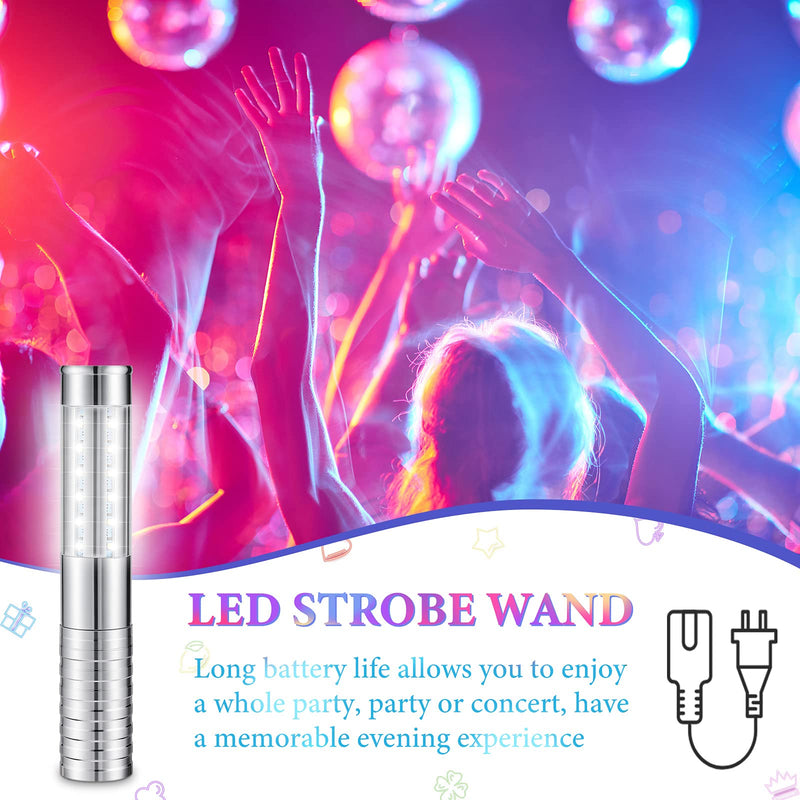 2 Pieces LED Strobe Baton Light LED Bottle Service Light Reusable LED Light Champagne Bottle Handheld Light for Party Concert Event Outdoor (Silver, White Light) Silver, White Light