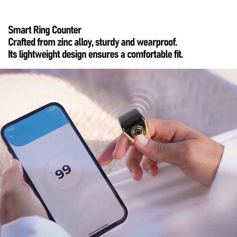 Smart Tasbih Counter Smart Rings, Made of Zinc Alloy 40mAh Battery Supports Up to 9999 Counts APP Support for Men and Women of All Ages 20mm