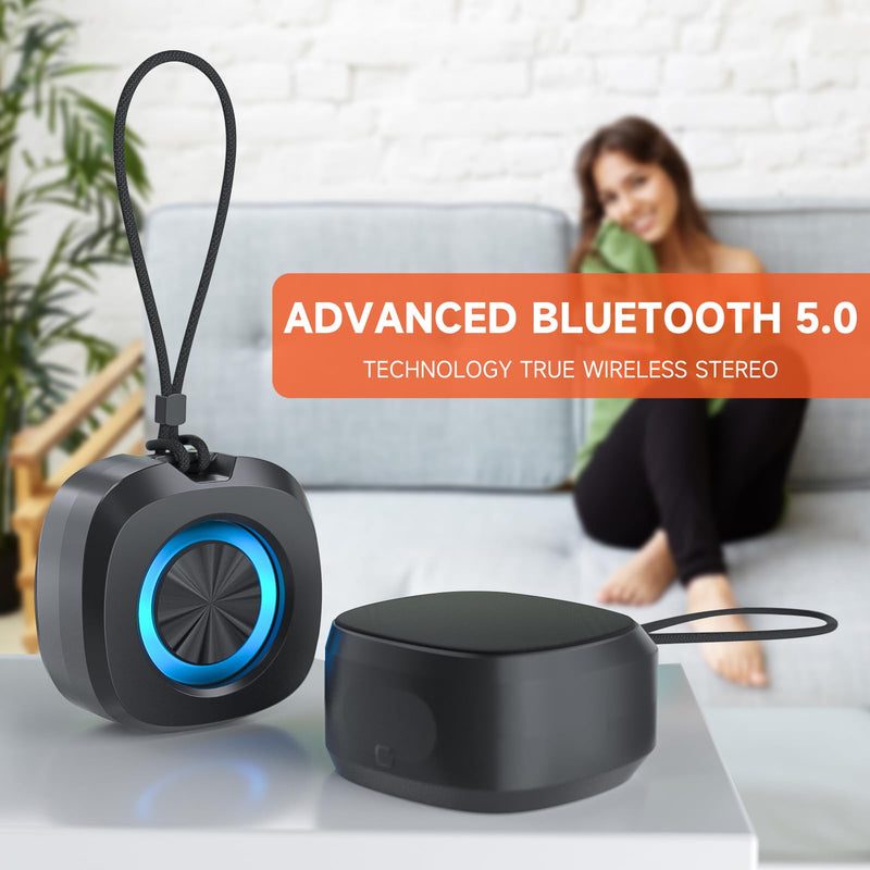 Bluetooth Speaker, Portable Wireless Speaker, IPX5 Waterproof Speakers Loud Stereo Sound with RGB Lights TWS Speakers Long Playtime for Home/Party/Outdoor, Electronic Gadgets, Birthday Gift (Black)