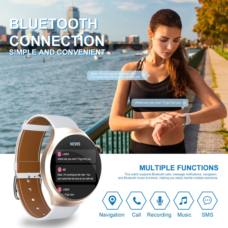 Watches for Women,Compatible with iPhone/Android Phones,Women Smart Watches,with Heart Rate/Sleep/Spo2 Monitor,Sports Watch,Waterproof Fitness Smartwatch (Gold) Gold