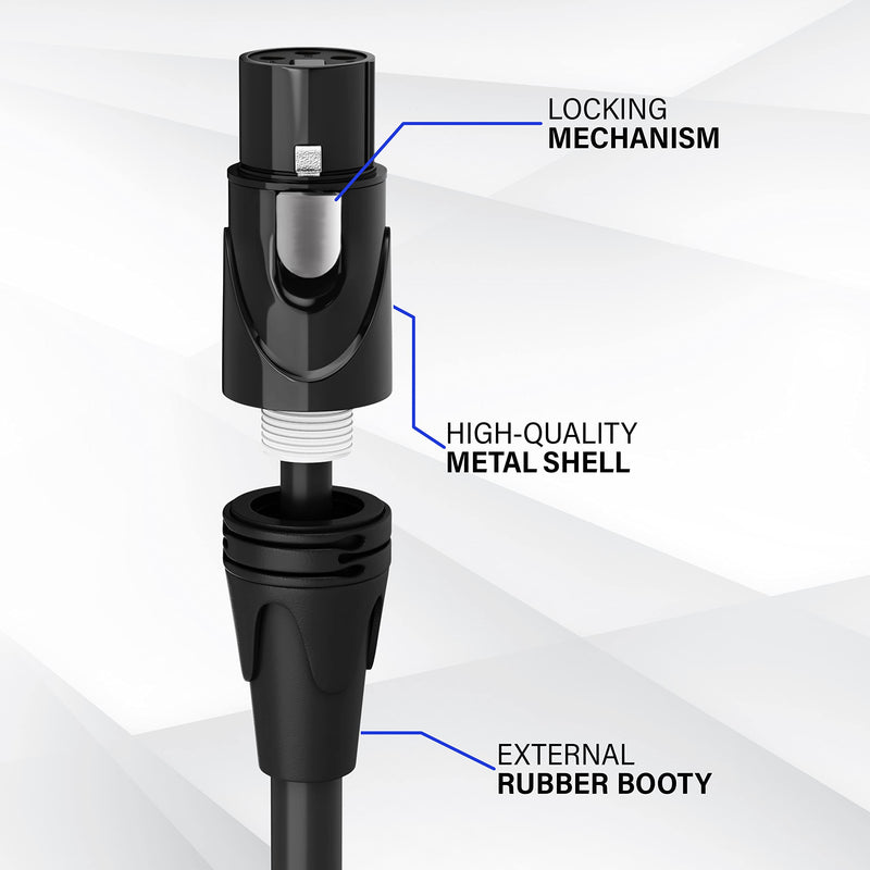 LyxPro 1.5 Feet Right Angle XLR Male to Female 3 Pin Mic Cord for Powered Speakers Audio Interface Professional Pro Audio Performance Camcorders DSLR Video Cameras and Recording Devices - Black 1.5 Ft. Angled Male