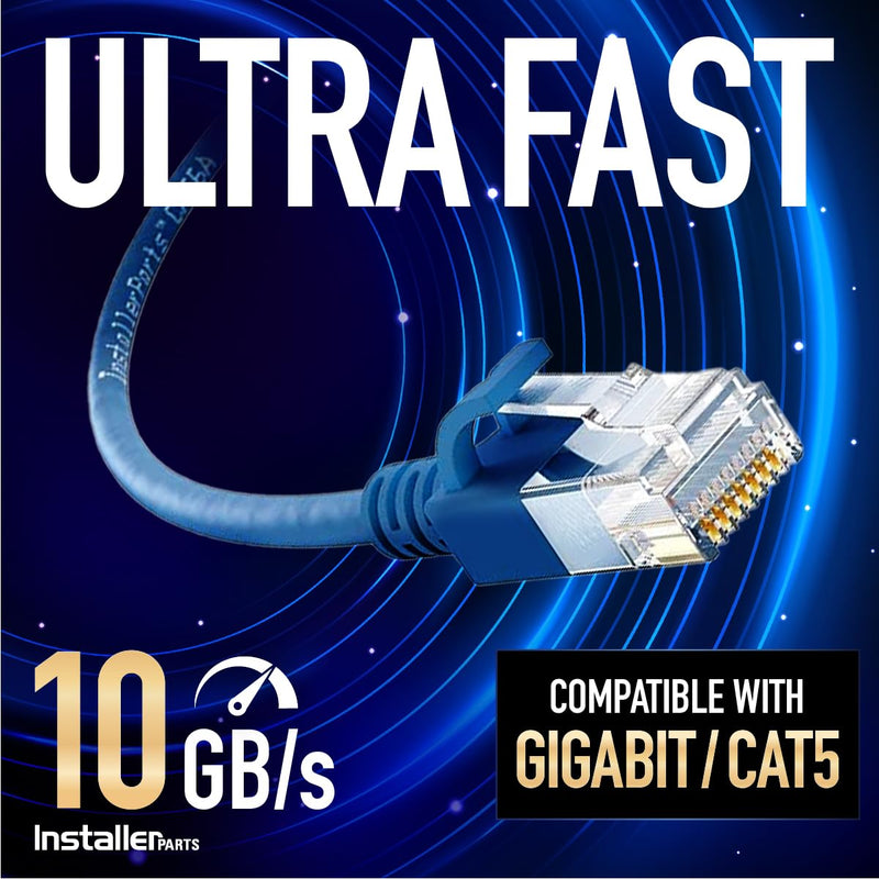 InstallerParts Ethernet Cable CAT6A Slim Cable UTP Booted 10 FT (10 Pack) - Yellow - Professional Series - 10Gigabit/Sec Network/High Speed Internet Cable, 550MHZ, 28AWG 10 Feet (10 Pack)