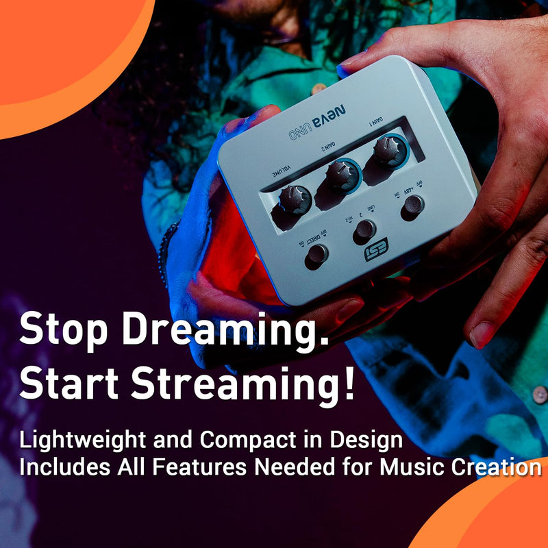 [AUSTRALIA] - ESI Neva UNO | Professional 24-bit/192kHz 2x2 USB Audio Interface for PC and Mac with XLR, Line, and DI Inputs, Podcasting, and Streaming, Perfect for Guitarists, Music Production Software Included 