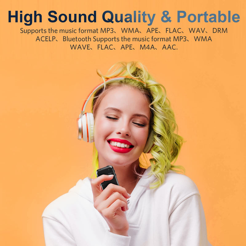 MP3 Player with Bluetooth 5.3,Portable Music Player with Speaker and Micro SD Card Slot MP3 Player with FM Radio,Video,Voice Recording,Earphone for Kids,Jogging and Gift,Max 512GB Expand 16GB