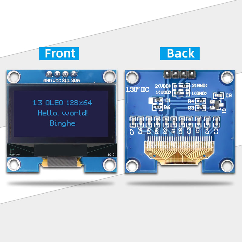 1.3 Inch OLED I2C Display Module Binghe 3 Pieces 1.3 Inch LED OLED Display I2C IIC OLED Display with 1106 Chip 128 x 64 Pixel I2C Screen Display Module with Blue Character Compatible with