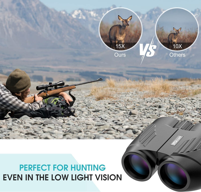 Binoculars 20x25 for Adults and Kids, High Power Easy Focus Binoculars with Low Light Vision, Compact Binoculars for Bird Watching and Travel Black