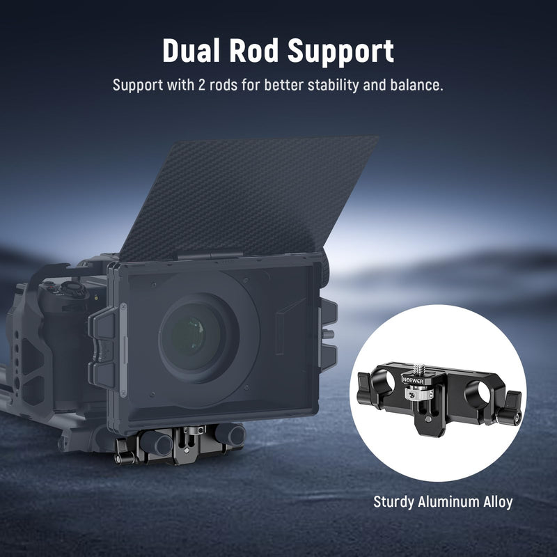 [AUSTRALIA] - NEEWER Matte Box Support, LWS 15mm Dual Rod Clamps with 1/4" Screw & 0.9"/22mm Vertical Adjustment, Compatible with SmallRig NEEWER Mini Matte Boxes, PG013 