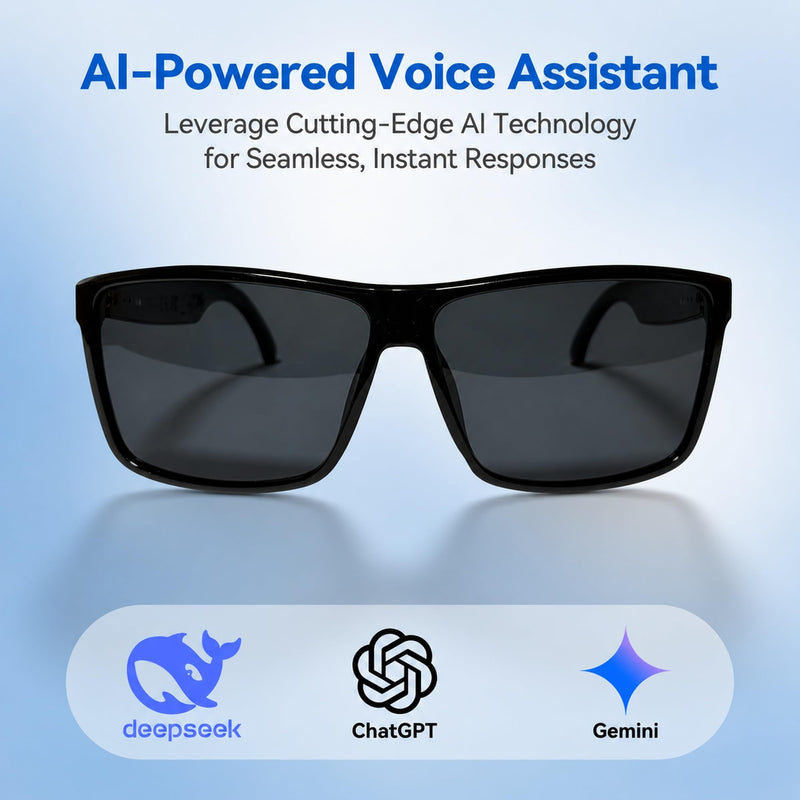 AI Smart Glasses with ChatGPT, Bluetooth Audio Sunglasses for Big Heads-XXL | AI Voice Assistant, Real-Time Translation, Music & Hands-Free Calling, Wearable Technology, Open-Ear Audio for Men & Women XXL