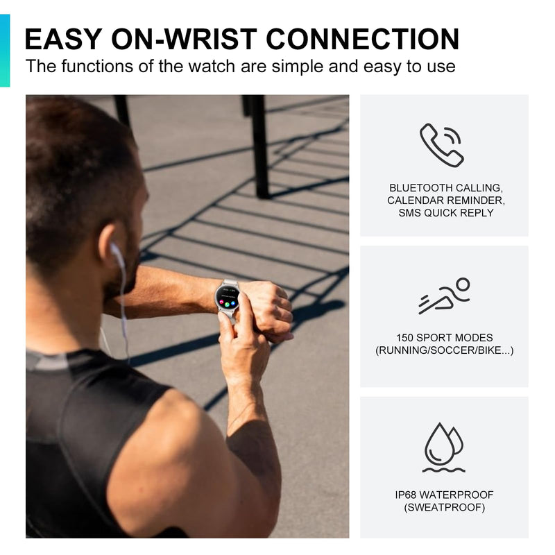 Smart Watch, 1.43'' AMOLED Smart Watches for Men Women (Answer/Make Call), Fitness Tracker with Heart Rate/Sleep Monitor, IP68 Waterproof Activity Tracker, Pedometer for Android iOS
