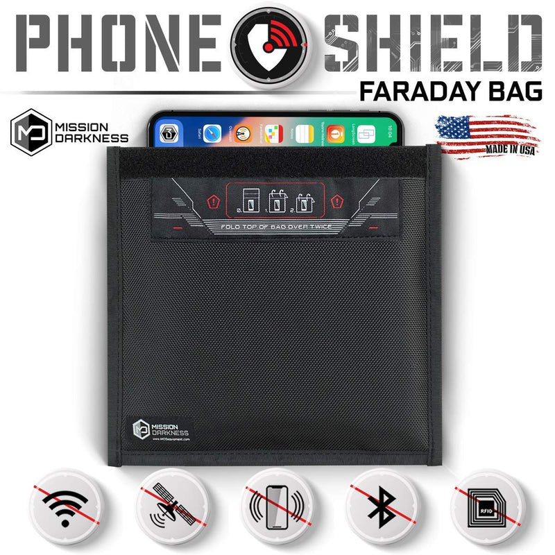 Mission Darkness Non-Window Faraday Bag for Phones // Device Shielding for Law Enforcement, Military, Executive Privacy, Travel & Data Security, Anti-Hacking & Anti-Tracking Assurance