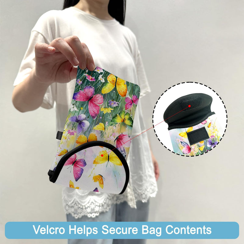 Neoprene Cell Phone Sleeve Pouch Case Bag with Crossbody Strap Neck Lanyard for Women 7.5 X 4.3 in Flower Butterfly Flower Butterfly 1