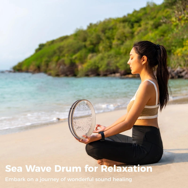 10-Inch Ocean Drum - Sea Wave Drum, Ocean Sound Drum, Natural Sound Musical Instrument, Musical Sound Healing Instrument for Relaxation, Meditation, Mindfulness, Yoga