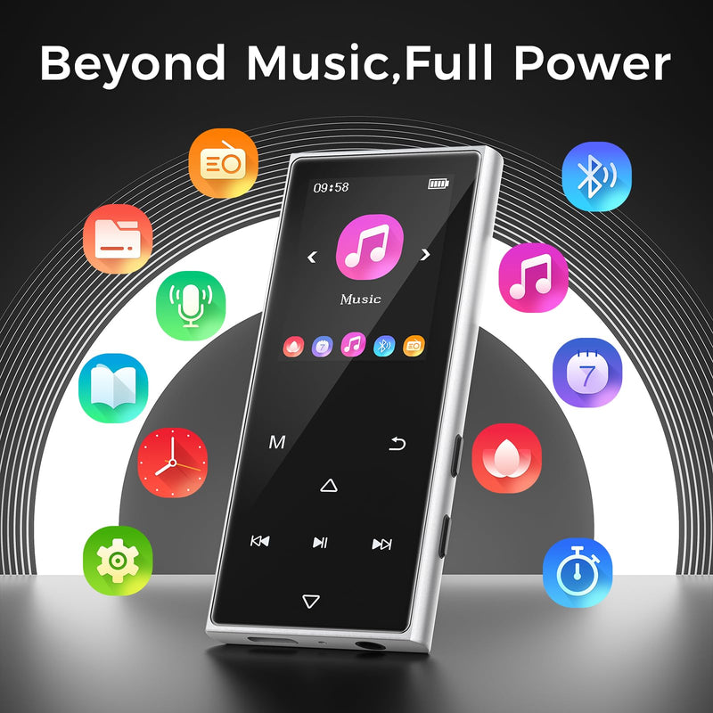 [AUSTRALIA] - 128GB MP3 Player with Bluetooth 5.3, AGXOV Music Player with Built-in HD Speaker, FM Radio, Voice Recorder, HiFi Sound, E-Book, Earphones Included (1.77''128GB) 1.77''128GB 