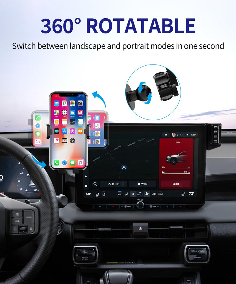 Auto Clamp Car Phone Holder for Toyota RAV4/Hybrid 2026 12.9" Screen Mount | Universal Mechanical Clip Cell phone Mount Accessories Fit iPhone Android,Automobile Cradle GPS Dashboard Navigation Bracket for 2026 RAV4/Hybrid(12.9 inch screen only)