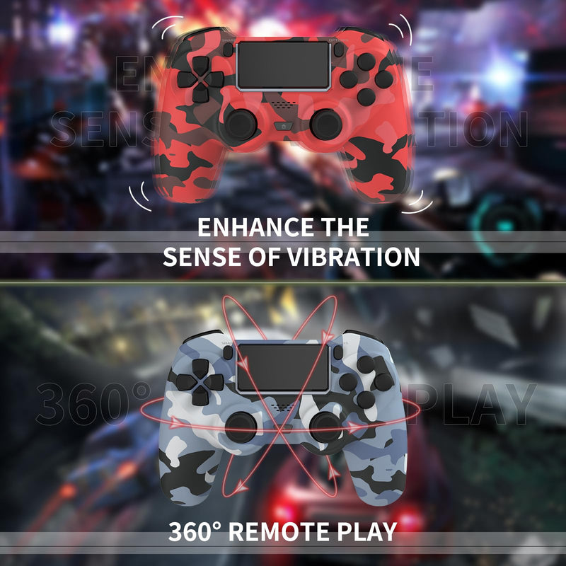 2 Pack Wireless Controller for PS4/Pro/PS3,Wireless Remote Gamepad with 1000mAh Battery | Double Shock | Audio | 6-Axis Motion Sensor | Share Button (Red + Blue) Red + Blue