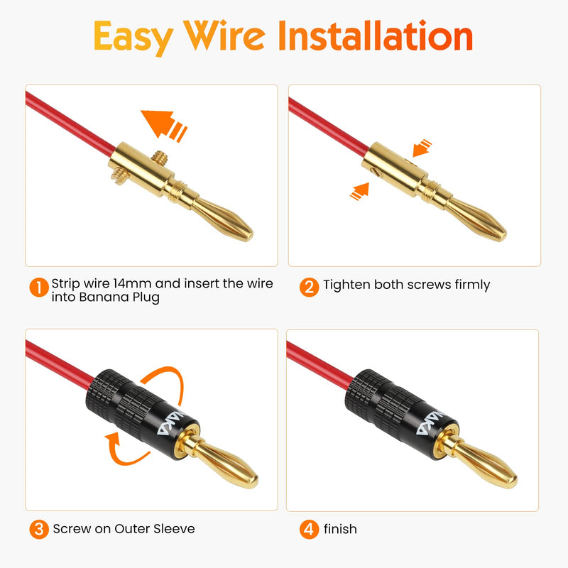 [AUSTRALIA] - Banana Plugs with Dual Set Screws,Black and Red Aluminum Shell,6 Pairs 