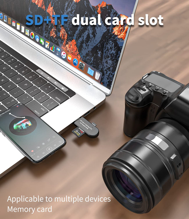 SD Card Reader OTG Micro USB C Camera Memory Adapter Compatible With Apple Samsung Galaxy Android Iphone13 12 11 Pro Max Mini Ipad 2.0 for SD And TF Card Type-C Lightning USB 3 In 1 PC Computer Laptop