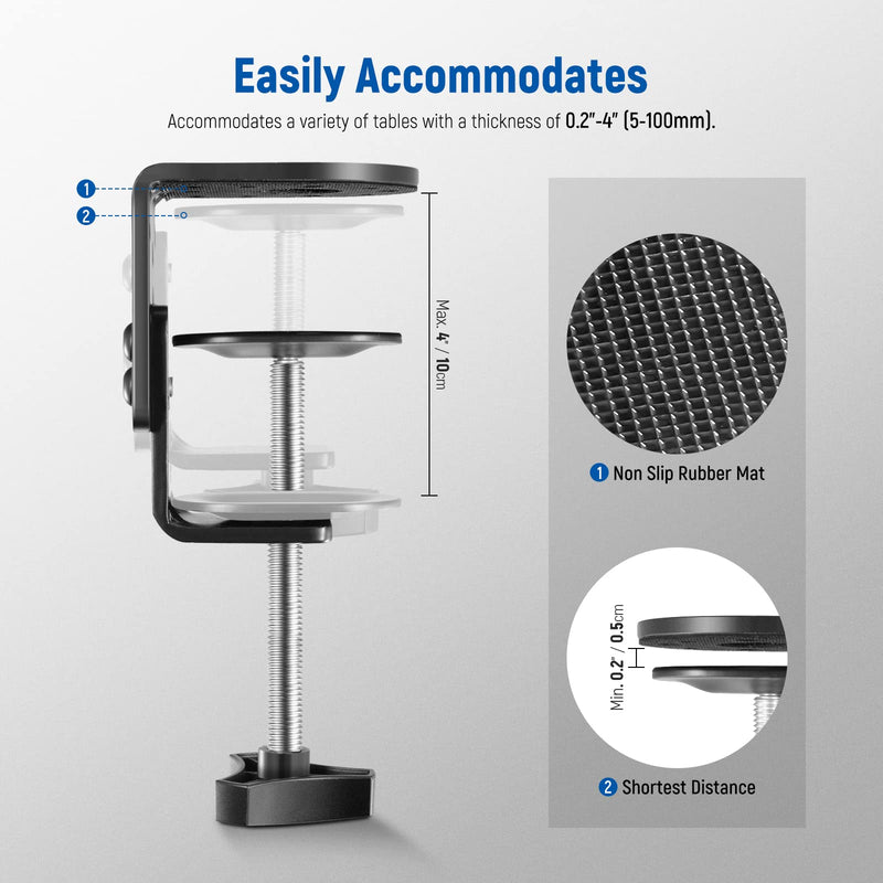 [AUSTRALIA] - NEEWER Heavy Duty C Clamp with Mounting Column for Light Stand, Adjustable Metal Desk Clamp with 1/4" 3/8" Screws for Ring Light LED Video Light Camera, Max Load 44lb/20kg, ST-CCD1 1 Pack 
