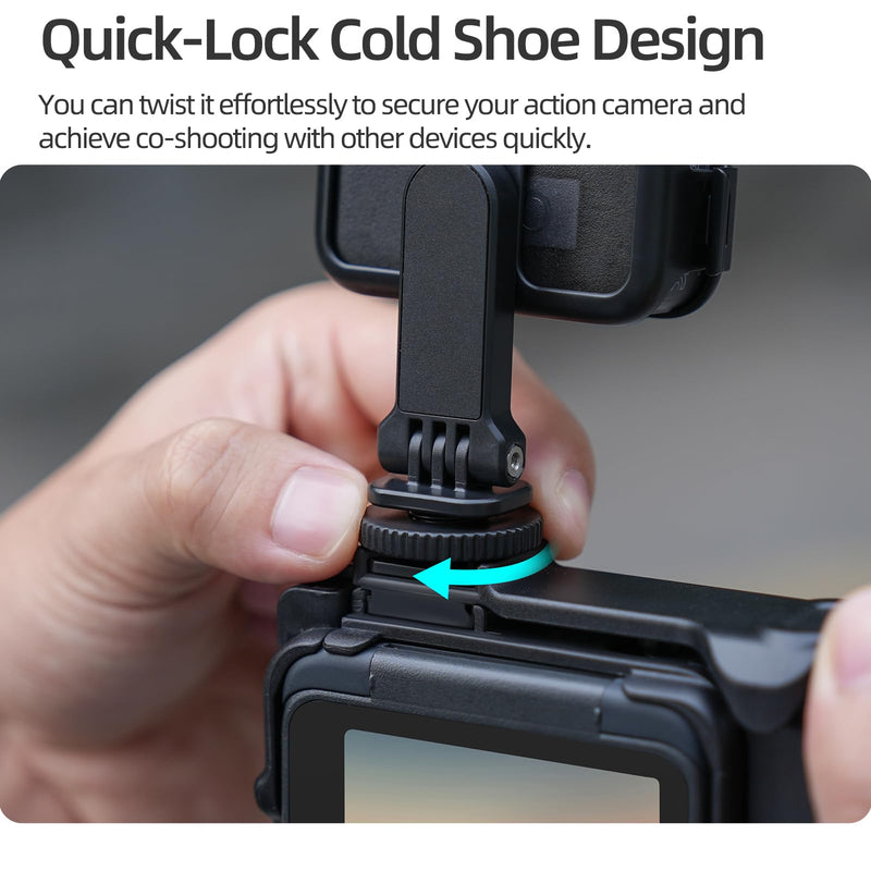 Foldable Cold Shoe Adapter Mount for DJI OSMO Nano, 360 Degree Rotatable 180 Degree Tiltable OSMO Nano Holder for Cage Frame/DSL Camera, Horizontal-to-Vertical Shooting