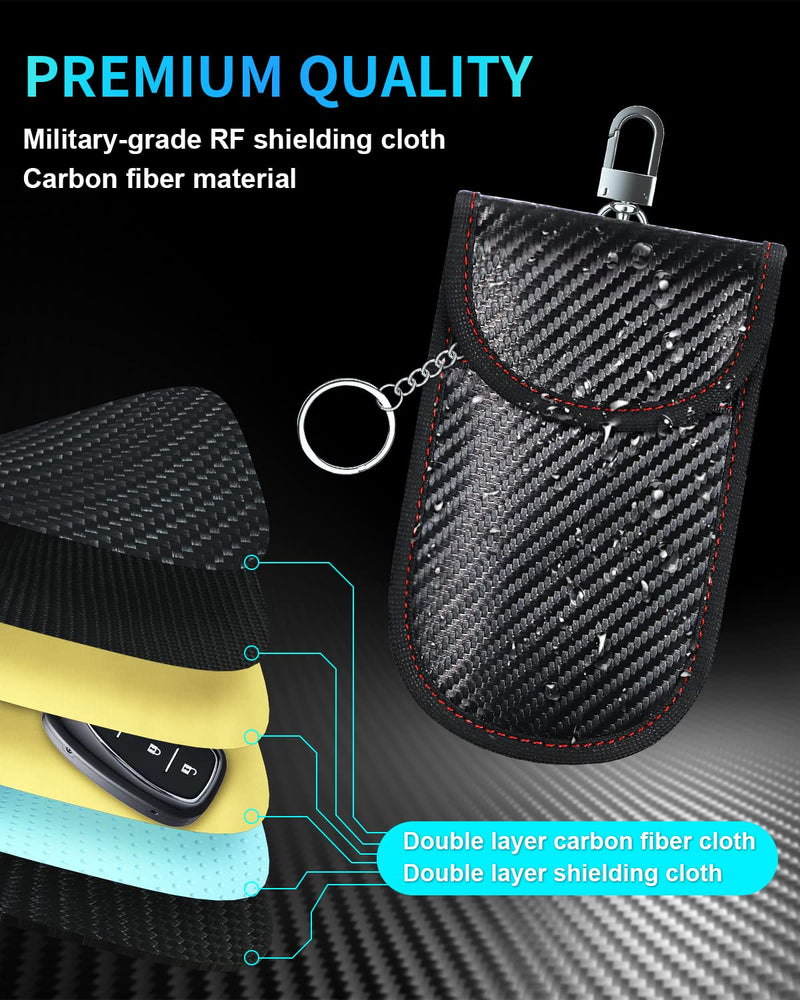 Faraday Bag for Key Fob - 2 Pack Faraday Cage Protector - Car RFID Signal Blocking - Anti-Hacking Case Blocker,Anti-Theft Pouch