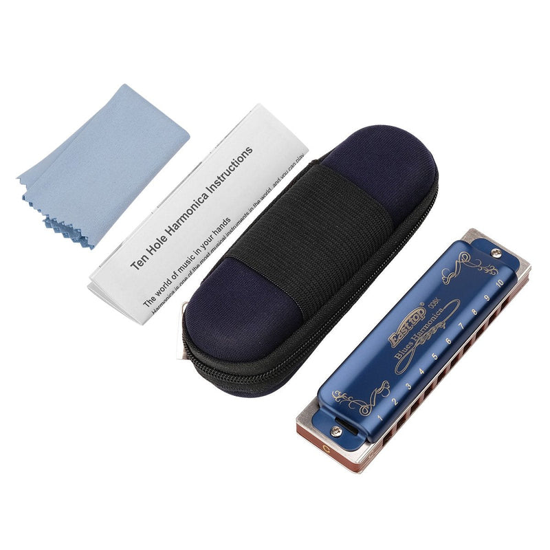 [AUSTRALIA] - Easttop Professional Harmonica Blues Key of C 10 Hole 20 Tone Heavy Duty with Case & Cleaning Cloth for Professional Player, Beginner, Students, Best Gift 