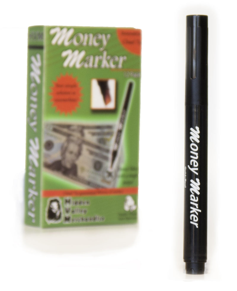 Money Marker (12 Pens) --- Counterfeit Bill Detector Pen with Upgraded Chisel Tip - Detects Fake Counterfit Bills, Universal Currency Detectors Pack